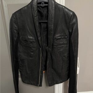 Rick Owens Black Leather Jacket
